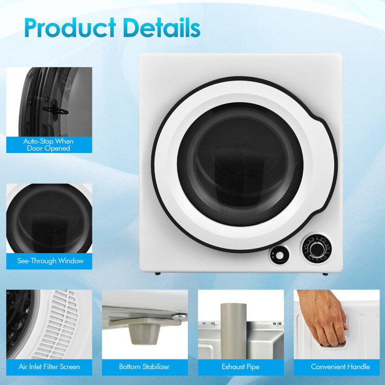 Compact Electric Tumble Laundry Dryer with Stainless Steel Tub