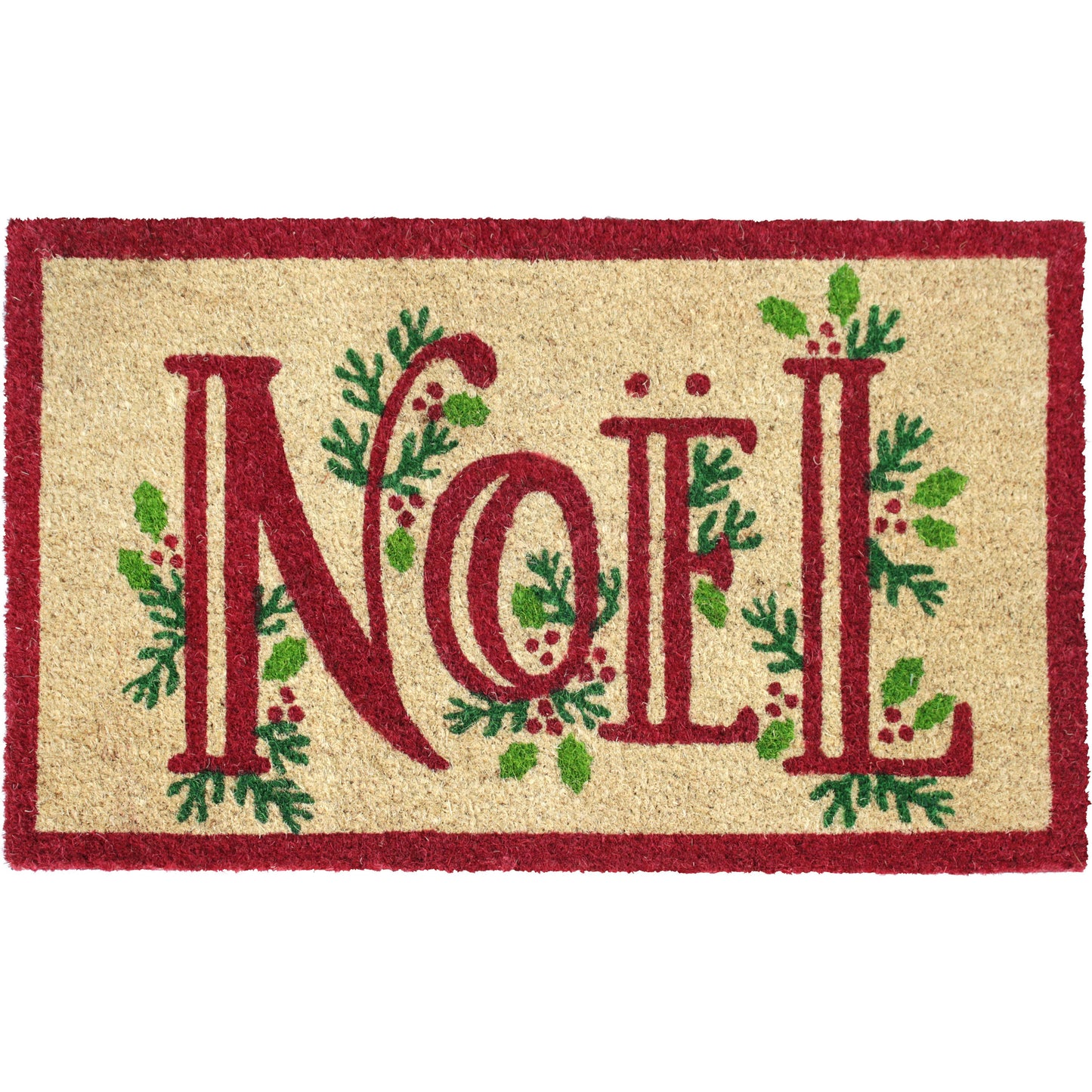 RugSmith Red Machine Tufted Noel Doormat, 18" x 30"Heart