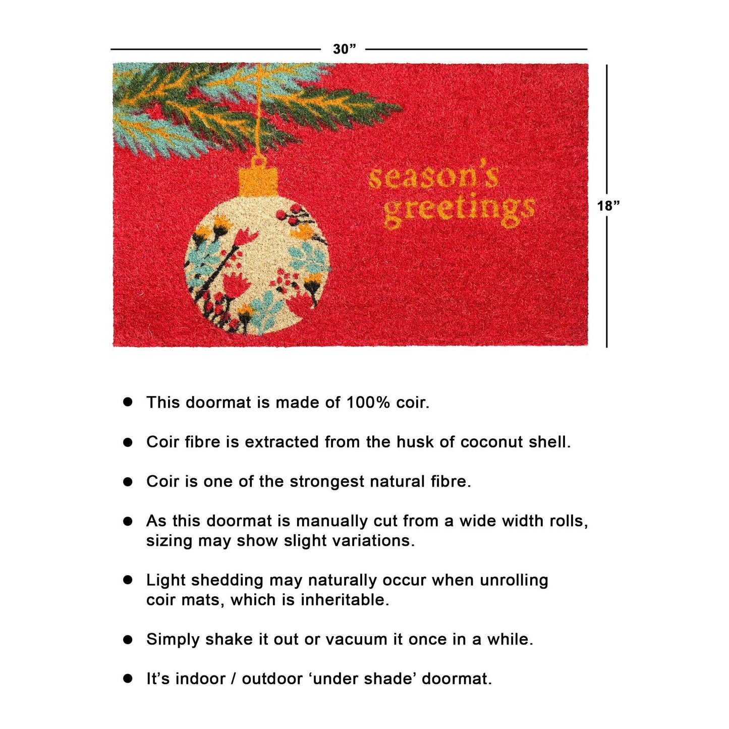 RugSmith Multi Tufted Seasons Greetings Doormat, 18" x 30"Heart