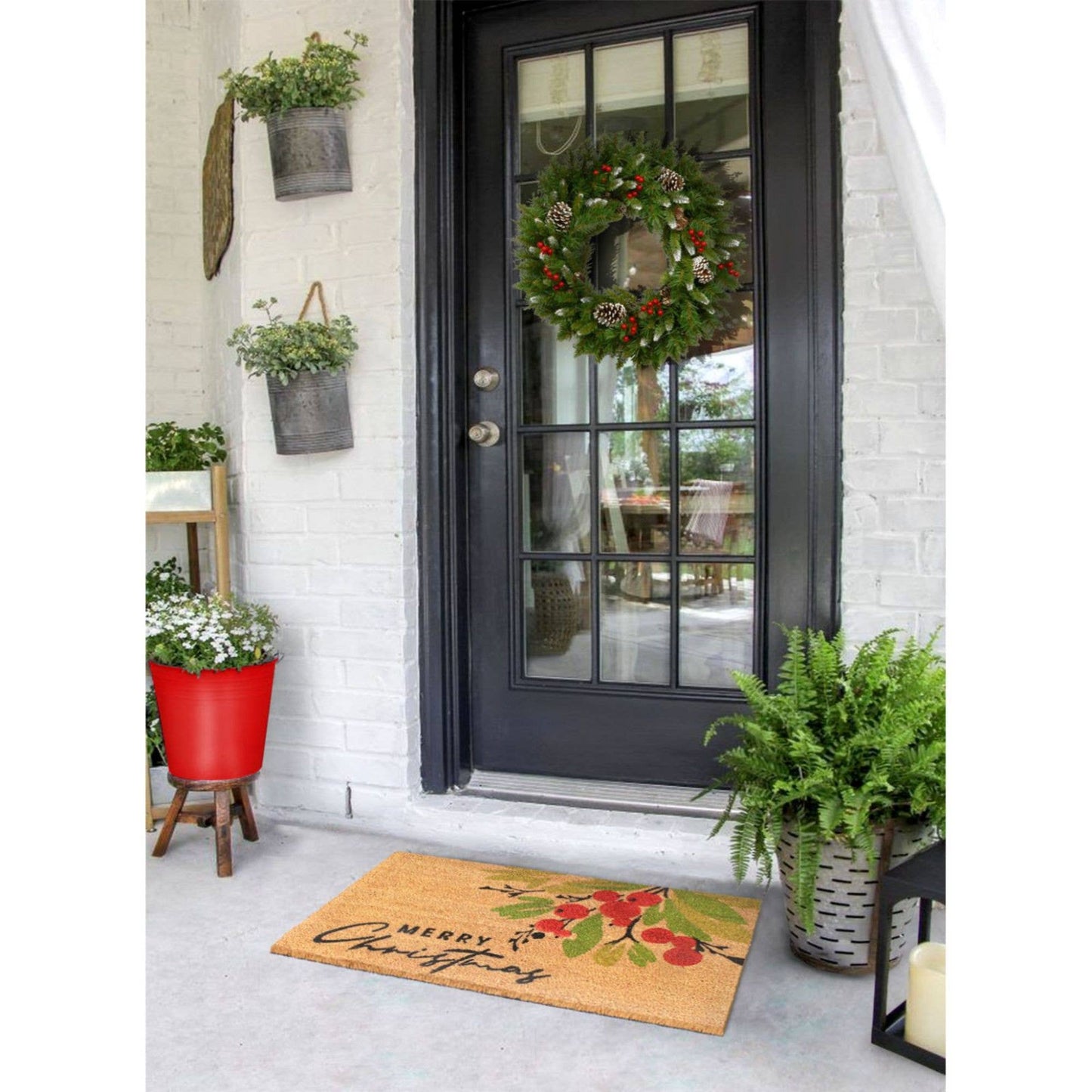 RugSmith Red Holiday Merry Christmas Berry Area Rug, 18"x30"Heart