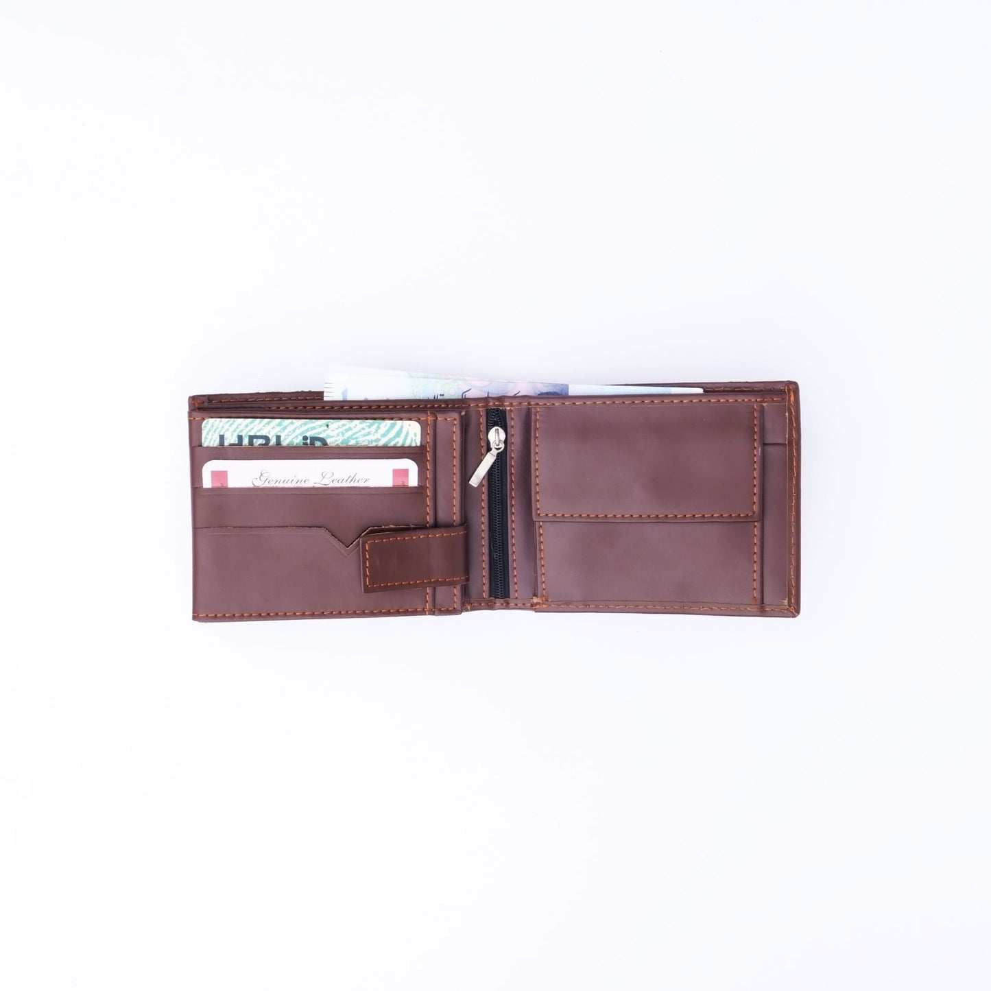 Minimalist Mens Leather Bi-Fold Wallet