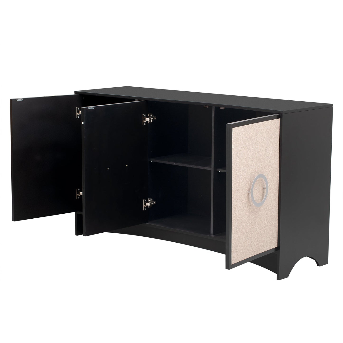 Curved Design Storage Cabinet with Three Doors and Adjustable shelves,