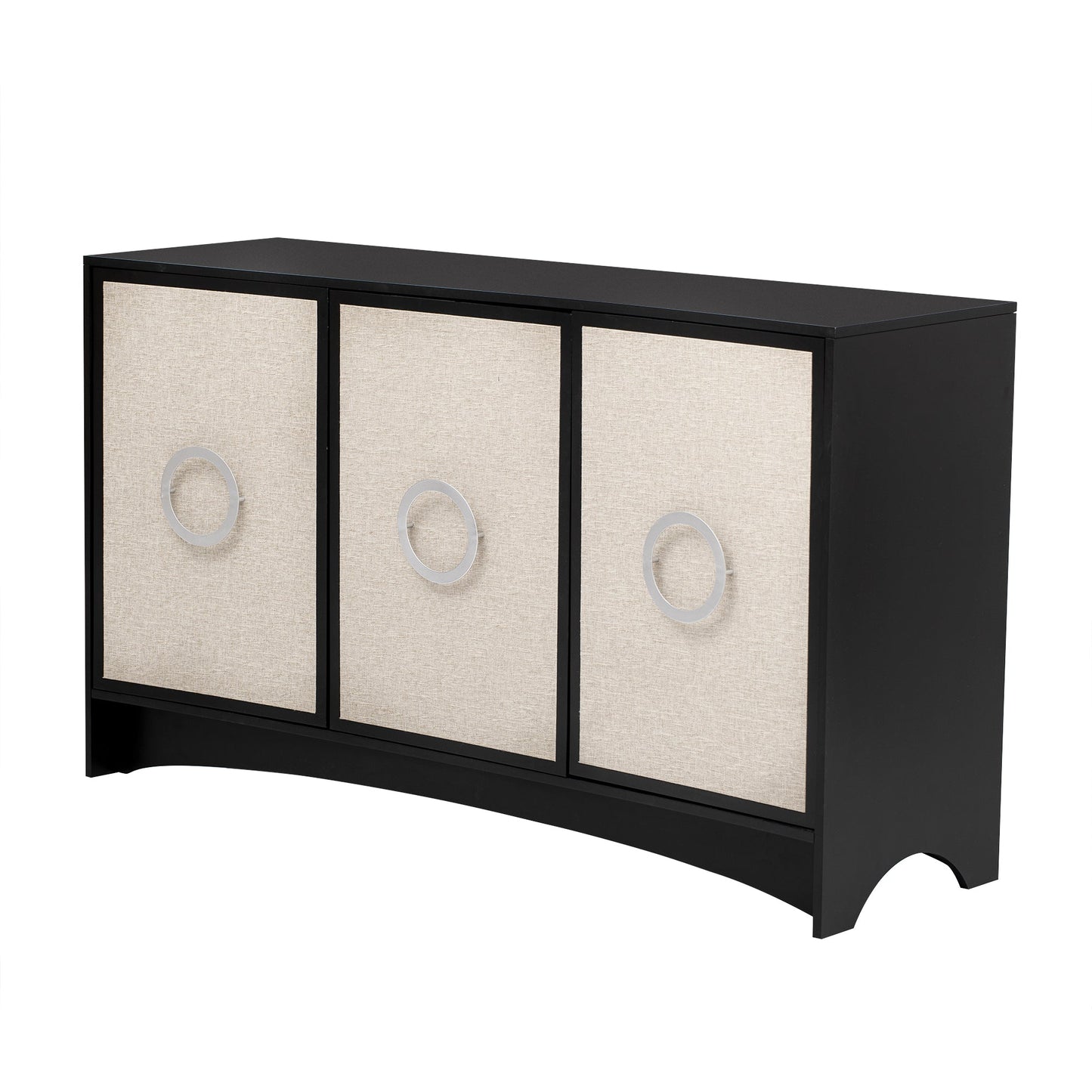 Curved Design Storage Cabinet with Three Doors and Adjustable shelves,