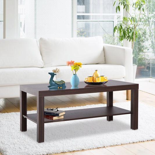 HOMCOM Minimal Wood Coffee Table Storage Shelf Living Room Office