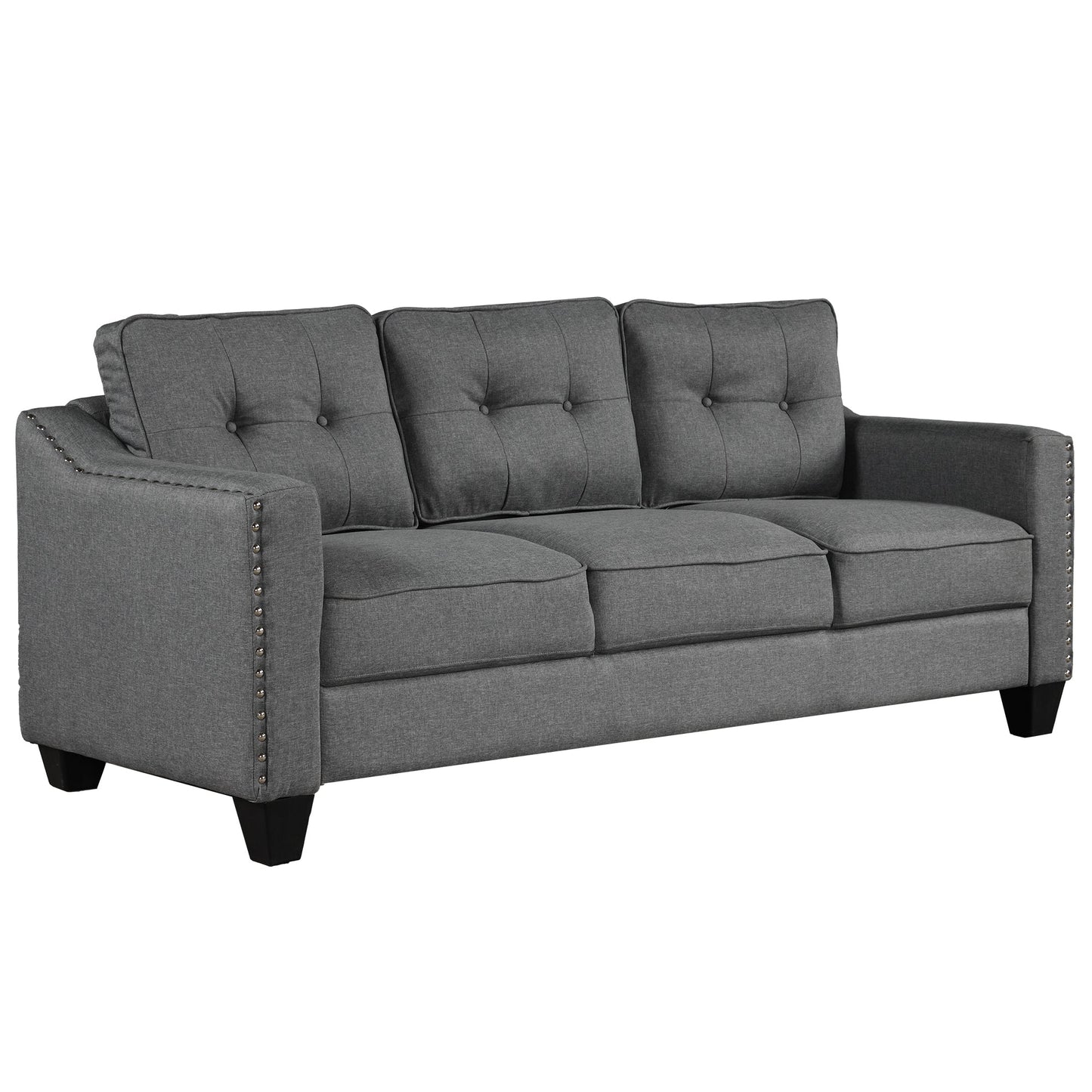 3 Piece Living Room Set with tufted cushions.