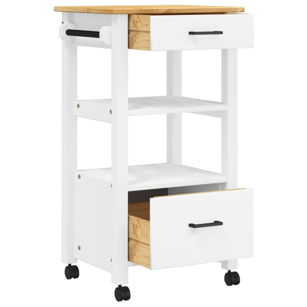 vidaXL Kitchen Trolley MONZA 18.9"x15.7"x35.4" Solid Wood Pine