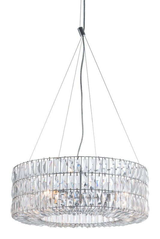 Silver Lantern Metal Chandelier With Silver Shades