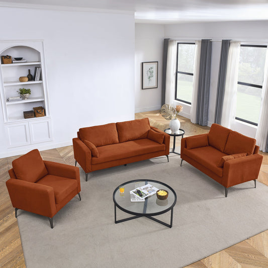 3 Piece Living Room Sofa Set, including 3-Seater Sofa, Loveseat and