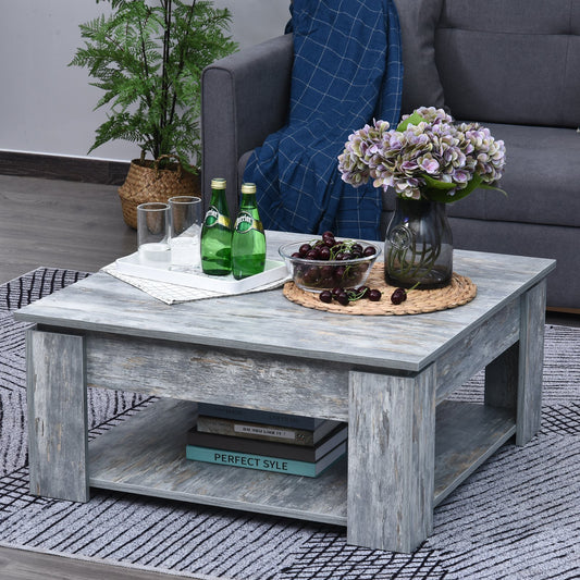 HOMCOM 2 Tier Simple Modern Coffee Table Storage Shelf Living Room