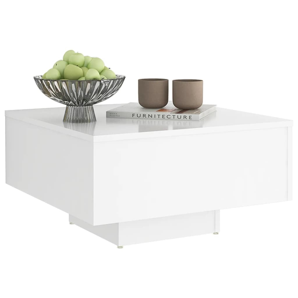 vidaXL Coffee Table White 23.6"x23.6"x12.4" Engineered Wood