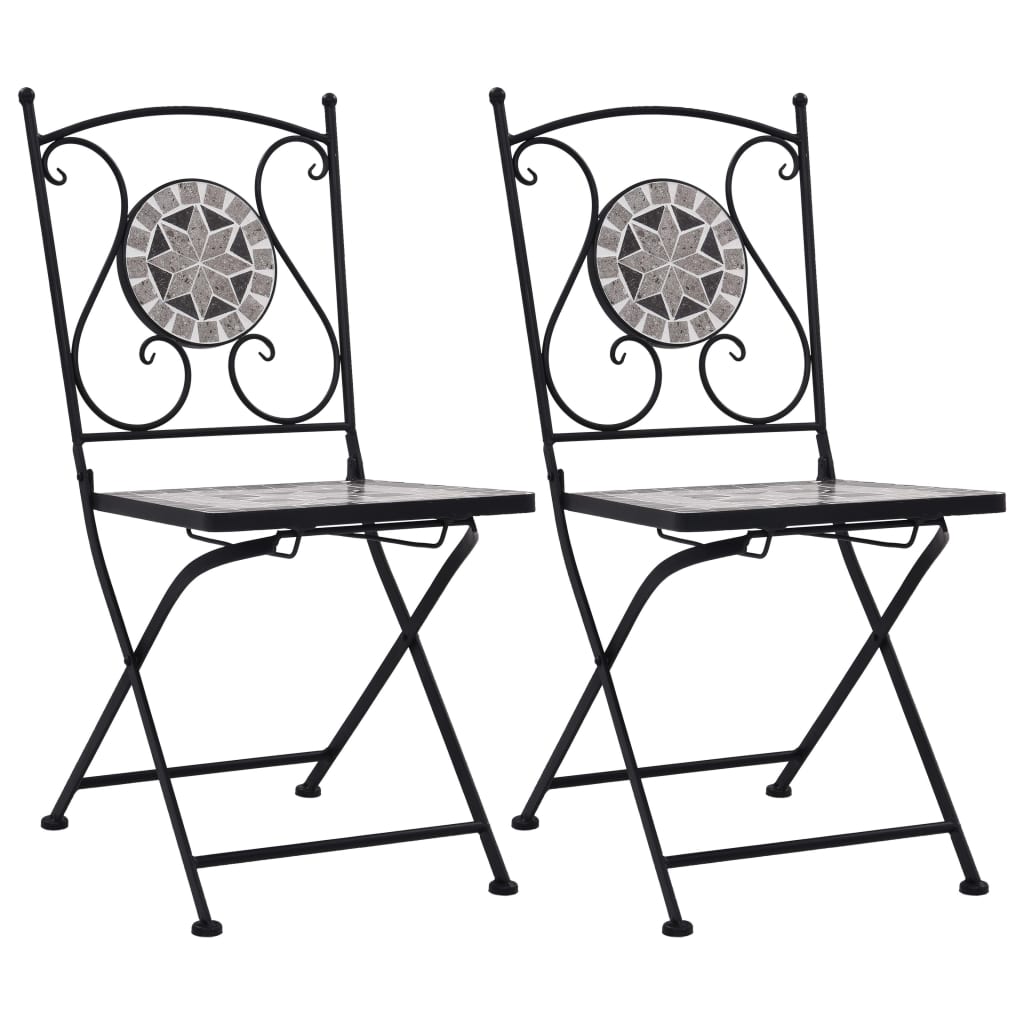 Mosaic Bistro Chairs 2 pcs Orange/Gray