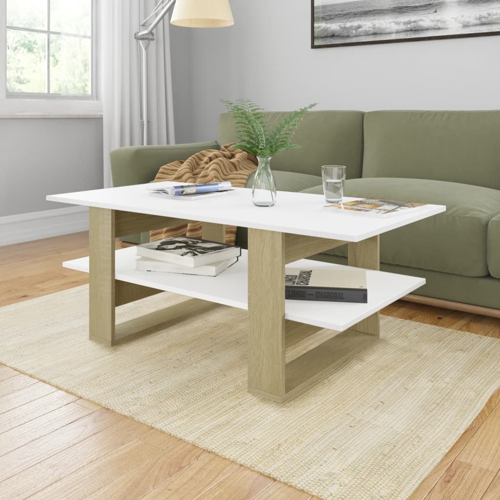 Coffee Table White 43.3"x21.6"x16.5" Chipboard