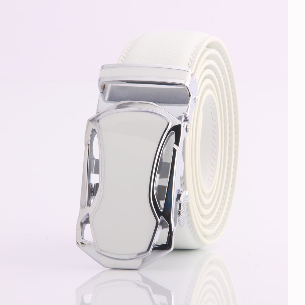 Men's Smart Ratchet No Holes Automatic Buckle Belt in White Color