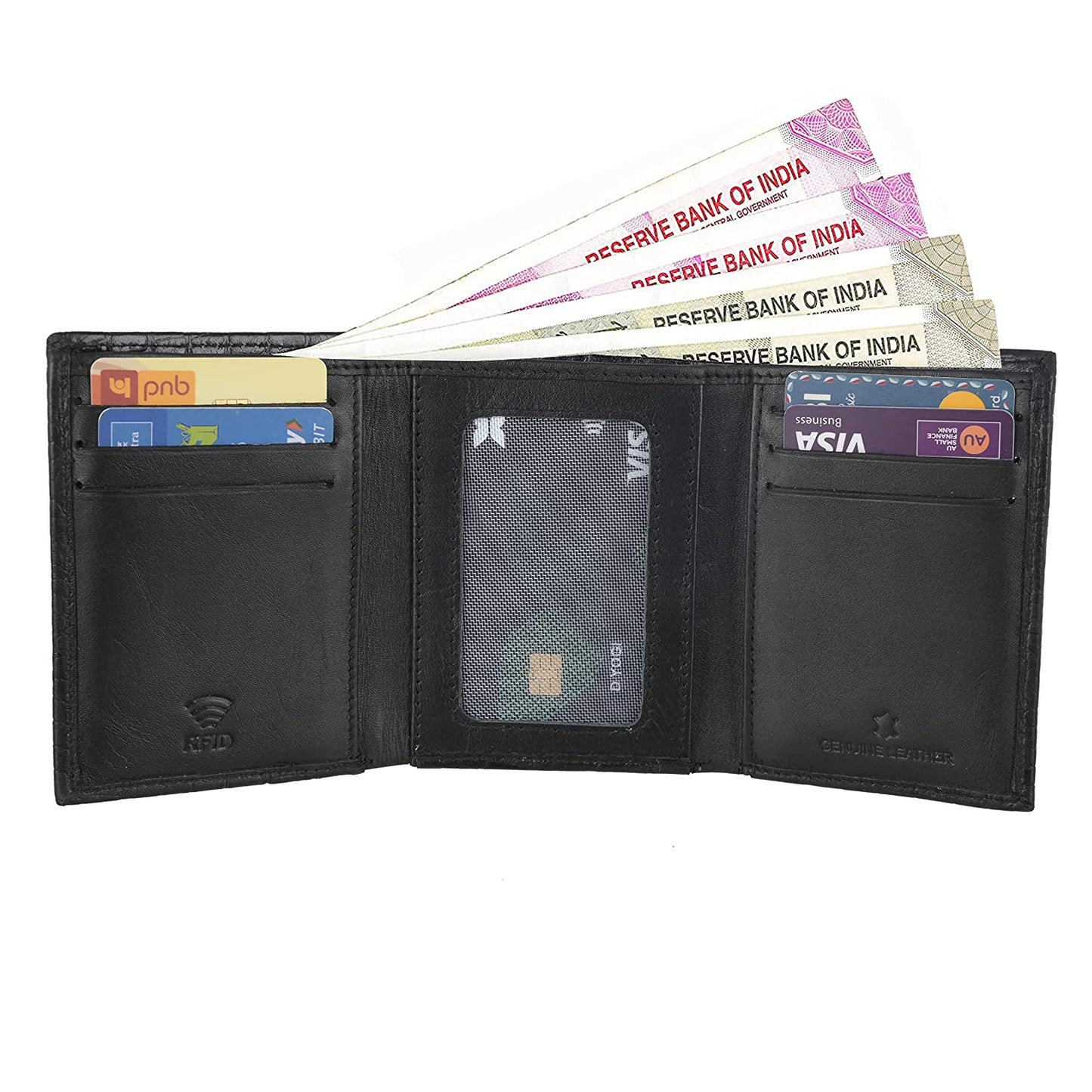 WILLART Mens RFID Trifold Wallet | Leather Wallets For Men | RFID