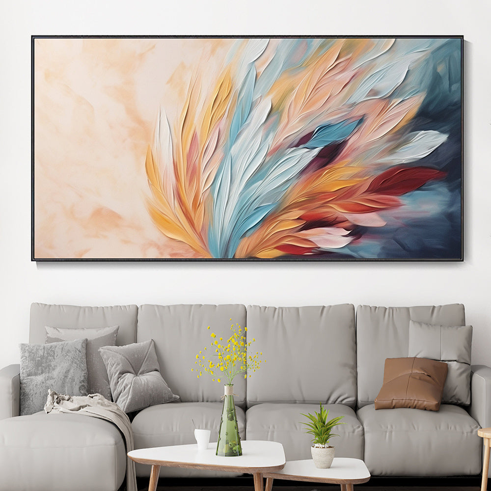 Handmade Oil Painting Abstract Peacock Feather Painting Feather Landscape Furniture Decor Hand Muscle Oil Painting Modern Art Minimalist Living Room Wall Painting