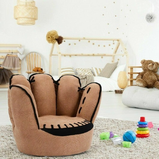 Household Five Fingers Baseball Glove Shaped Kids Leisure Upholstered Sofa - Color: Brown