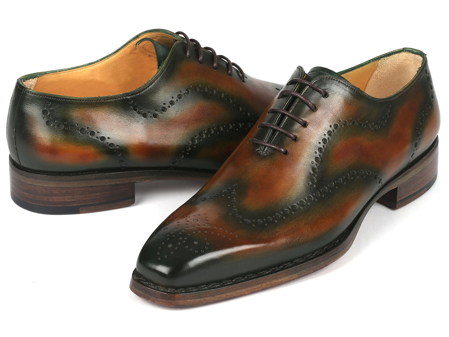 Paul Parkman Goodyear Welted Men's Brown & Green Oxford Shoes