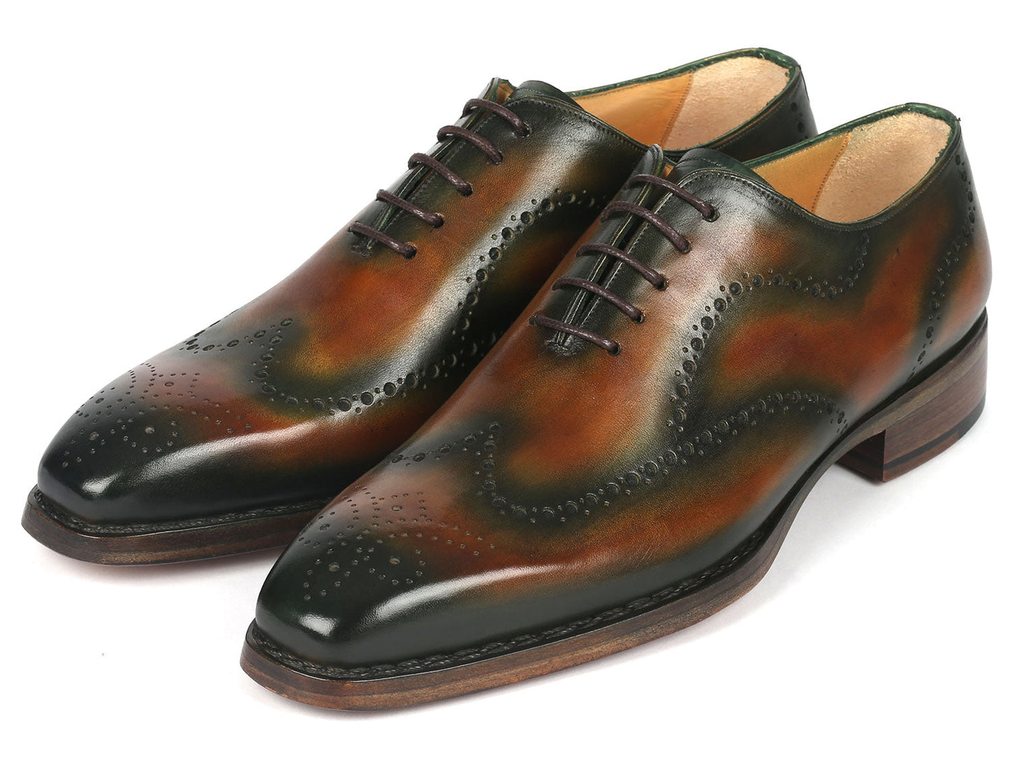 Paul Parkman Goodyear Welted Men's Brown & Green Oxford Shoes