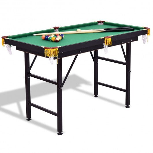 47 Inch Folding Billiard Table with Cues and Brush Chalk -Green