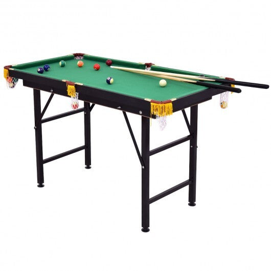 47 Inch Folding Billiard Table with Cues and Brush Chalk -Green