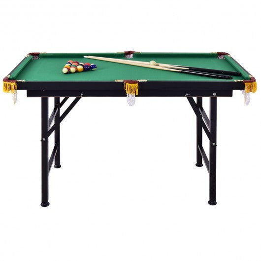 47 Inch Folding Billiard Table with Cues and Brush Chalk -Green