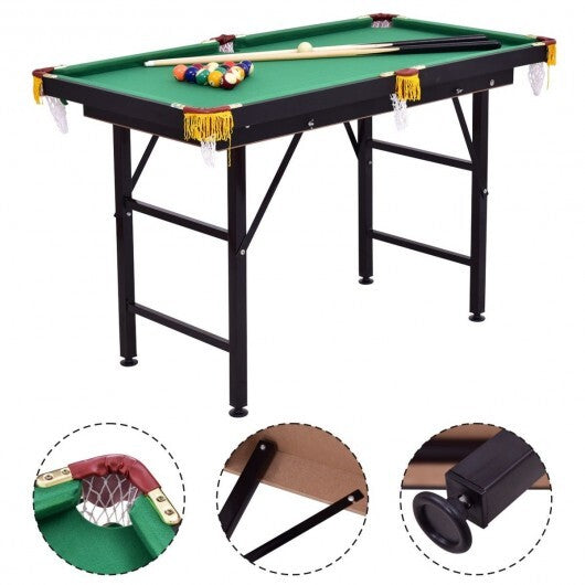 47 Inch Folding Billiard Table with Cues and Brush Chalk -Green