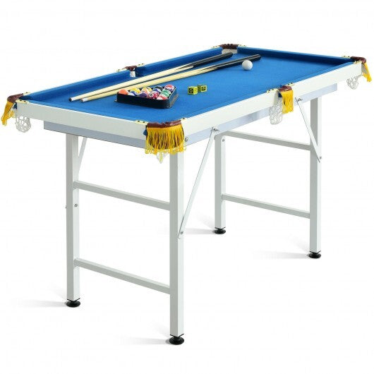 47 Inch Folding Billiard Table with Cues and Brush Chalk -Green