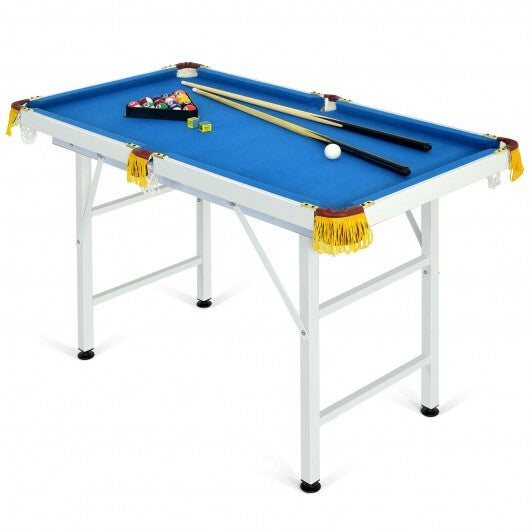 47 Inch Folding Billiard Table with Cues and Brush Chalk -Green