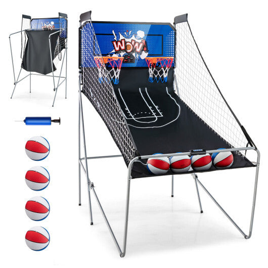 Dual Shot Basketball Arcade Game with 8 Game Modes and 4 Balls-Blue - Color: Blue