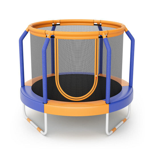 Mini Trampoline with Enclosure and Heavy-duty Metal Frame-Orange - Color: Orange