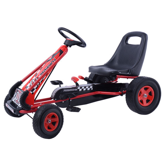 4 Wheels Kids Ride On Pedal Powered Bike Go Kart Racer Car Outdoor Play Toy-Red - Color: Red