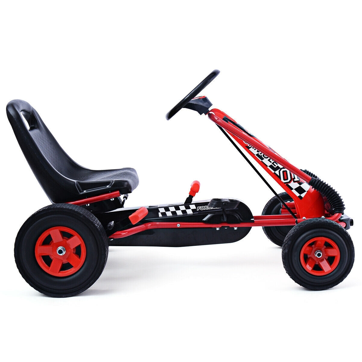 4 Wheels Kids Ride On Pedal Powered Bike Go Kart Racer Car Outdoor Play Toy-Red - Color: Red