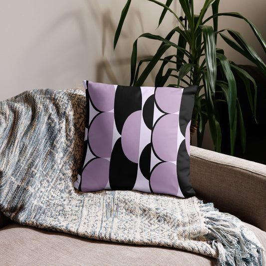 Lumbar Throw Pillow Geometric Lavender And Black Pattern