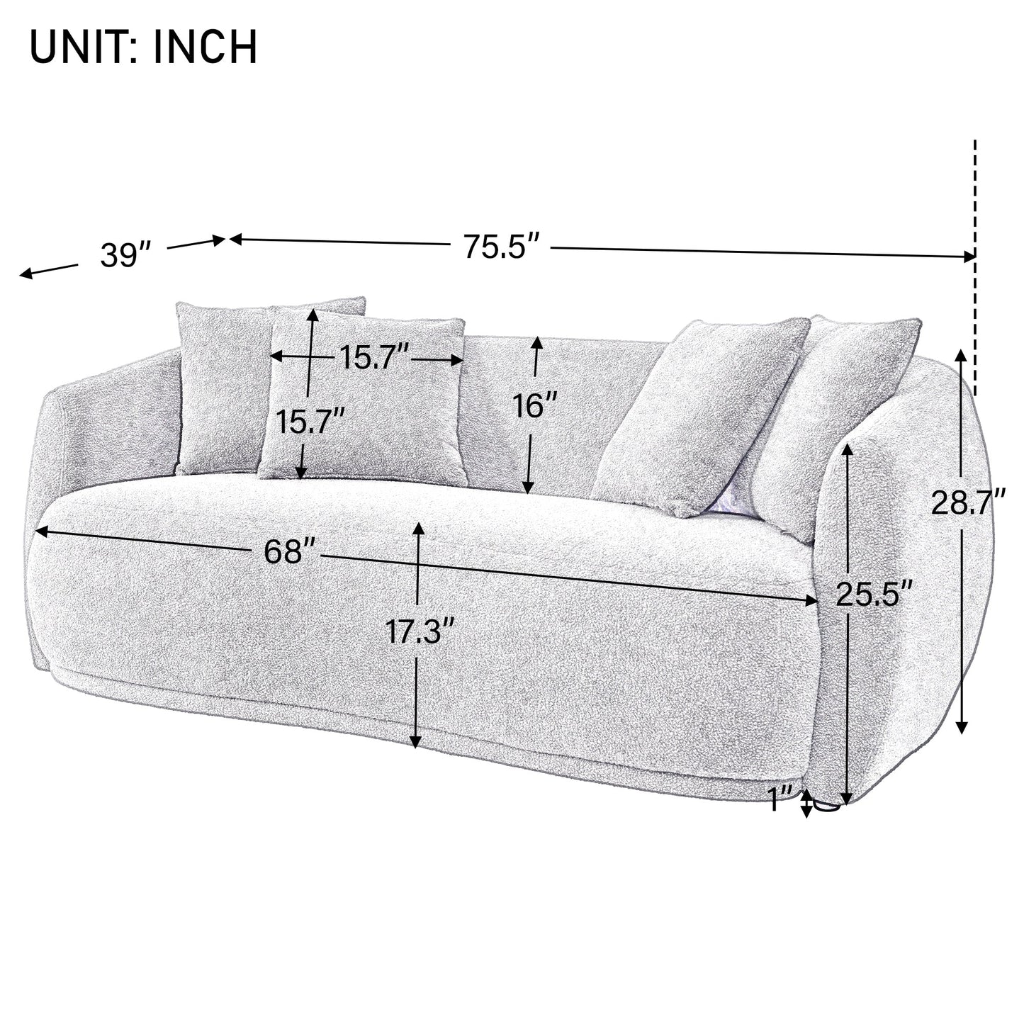 U_Style Upholstered Sofa Set,Modern Arm Chair for Living Room and