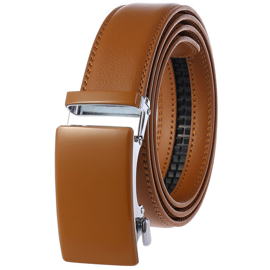 Mens Adjustable Ratchet Slide Buckle Belt - Genuine Leather Automatic