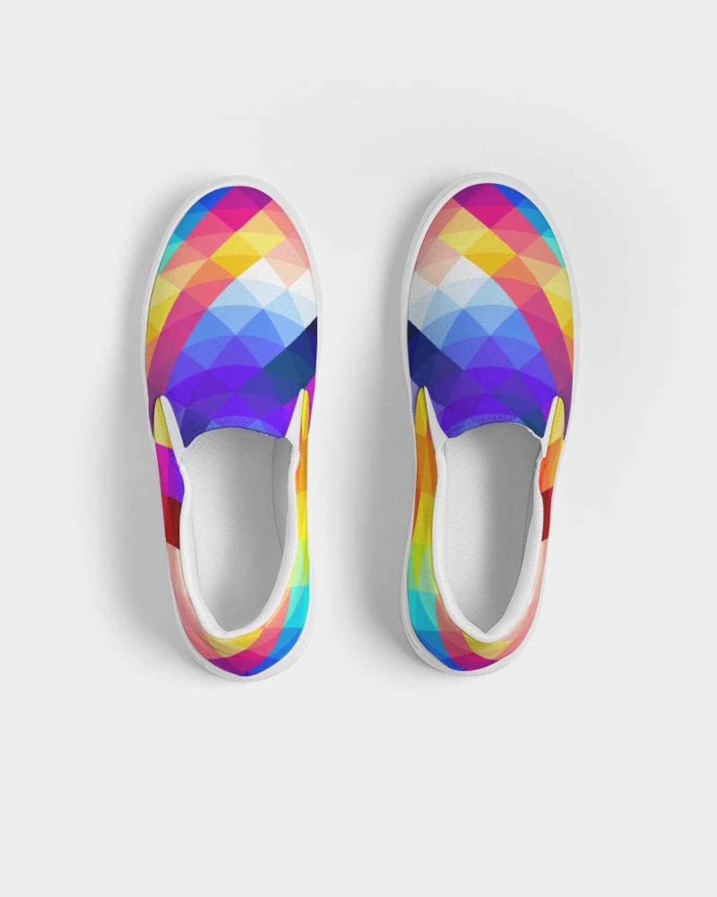 Womens Sneakers - Canvas Slip On Shoes, Multicolor Retro Print