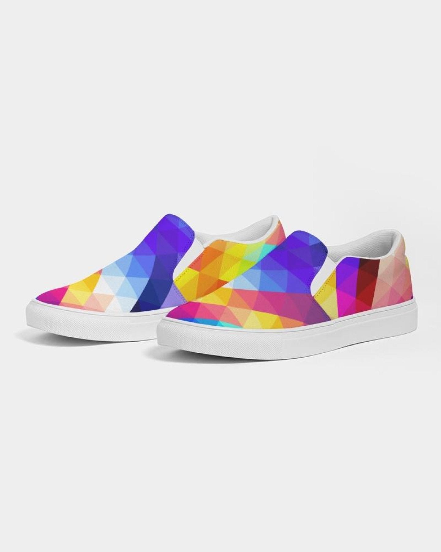 Womens Sneakers - Canvas Slip On Shoes, Multicolor Retro Print