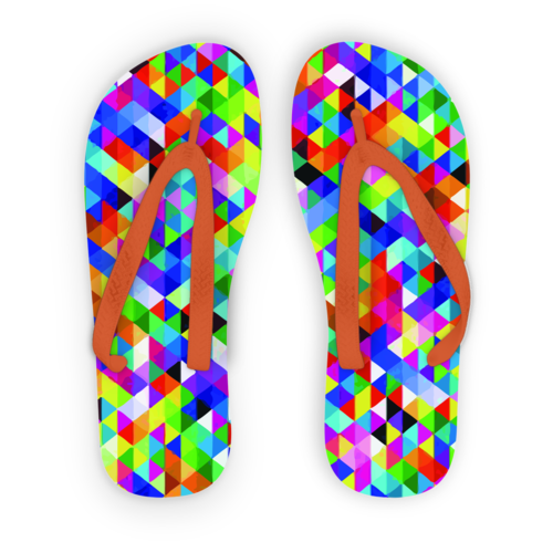 Colorful Geometric Blast Adult Flip Flops