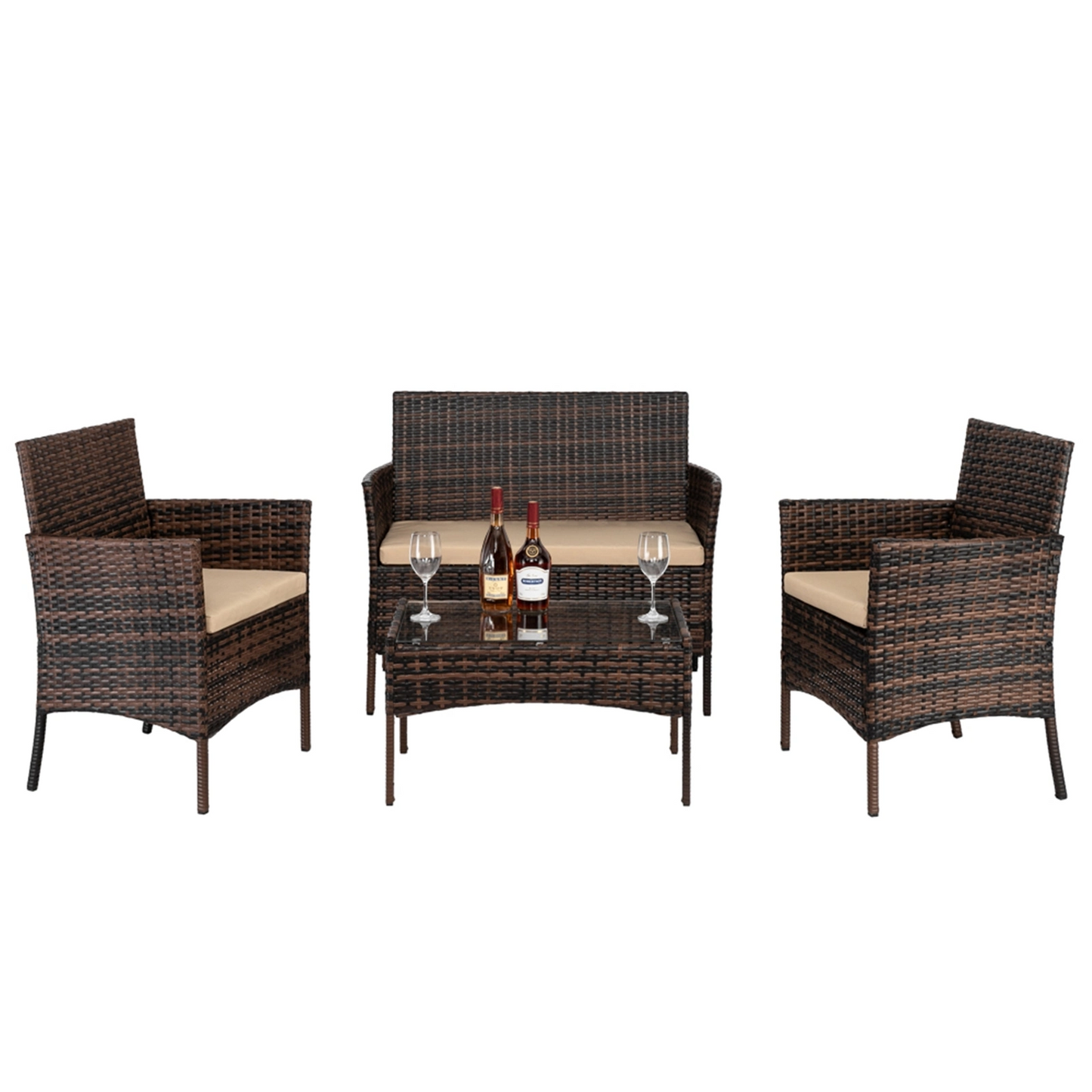 3pcs Coffee Table Rattan Sofa Set