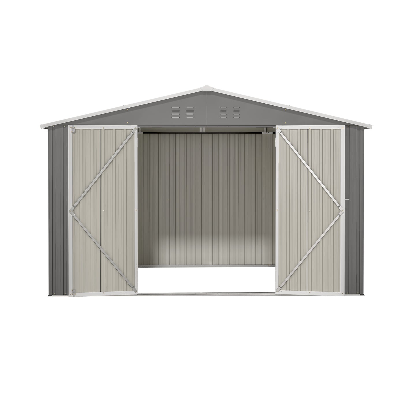 10X8 FT Outdoor Storage Shed, All Weather Metal Sheds withLockable Doors, Tool Shed for Garden, Patio, Backyard, Lawn, Grey