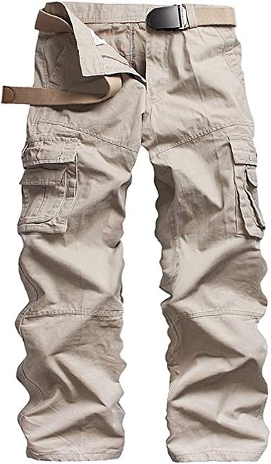 Men's Casual Cargo Trousers Work Autumn Slim-fit Work Pant with Pockets