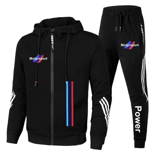 For Bmw Men's Casual Sports Suit Zipper Hooded Jacket + Pants Tracksuit Sweatshirt Casual Male Set