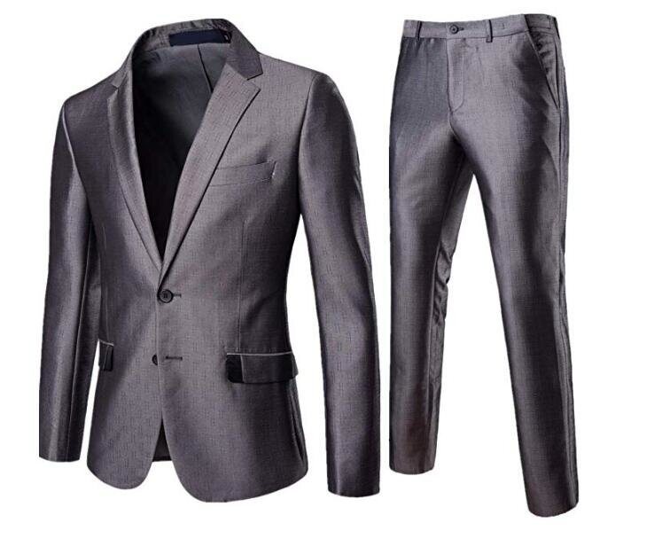 Men's Double Buckle Suit Single-Breasted Lapels # Pattern Printed Slim 2-Piece Suit Jacket Pants