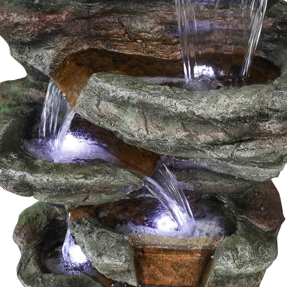 48inches Outdoor Garden Water Fountain with LED Light for Garden, Deck, Porch and Home Art Decor