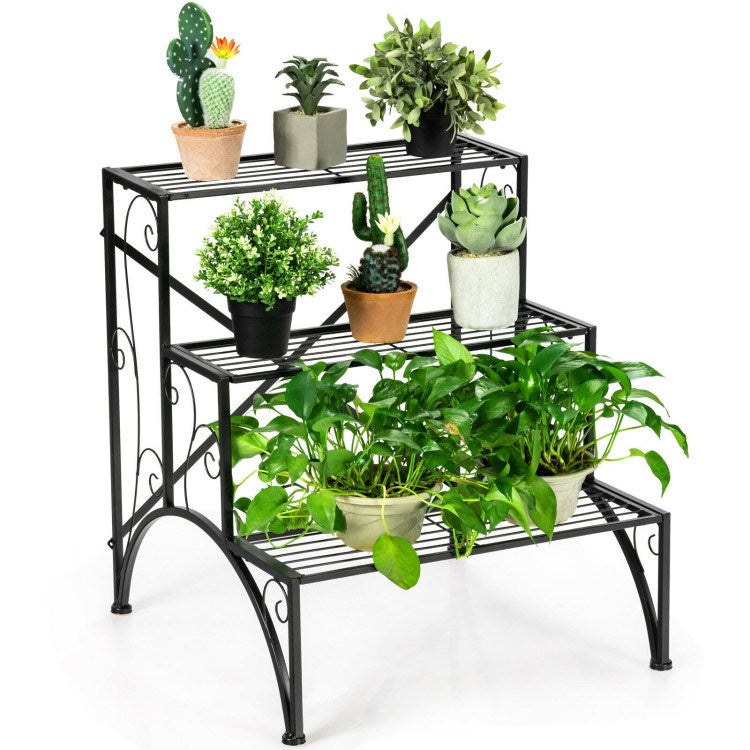 5 Tier Metal Plant Stand with Hanging Hook for Multiple Plants