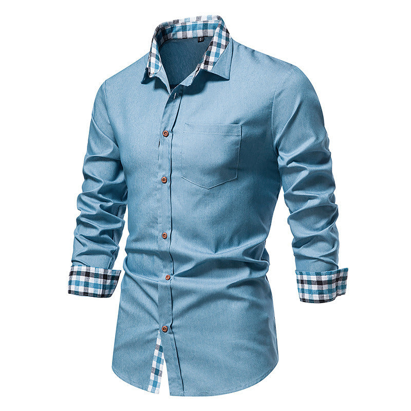 Men's Casual Button Down Shirts Long Sleeve Regular Denim Work Shirt
