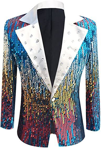 Men's Sequin Suits Tuxedo Jacket Party Show Punk Prom Stage Blazer Premium Dress Coat