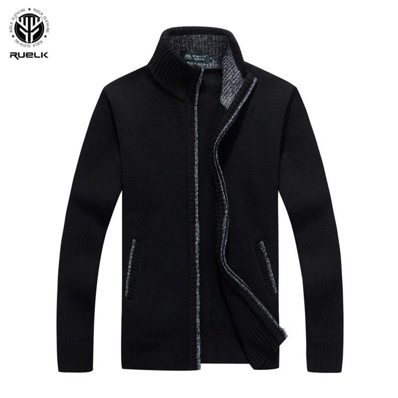 Winter Thick Men's Knitted Sweater Coat Off Long Sleeve Cardigan Fleece Male Causal Plus Size Clothing Men