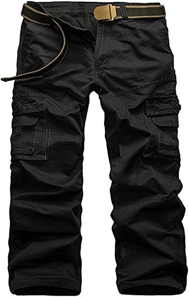 Men's Casual Cargo Trousers Work Autumn Slim-fit Work Pant with Pockets
