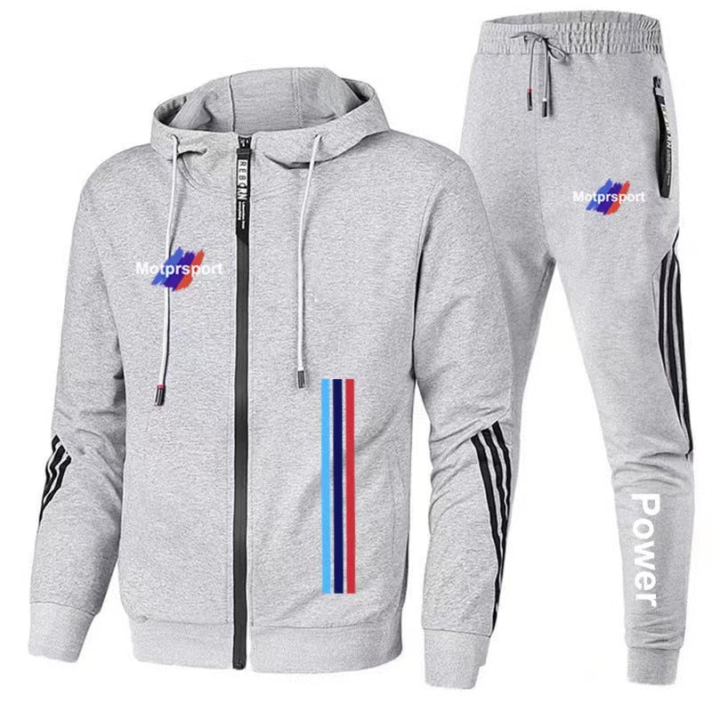 For Bmw Men's Casual Sports Suit Zipper Hooded Jacket + Pants Tracksuit Sweatshirt Casual Male Set